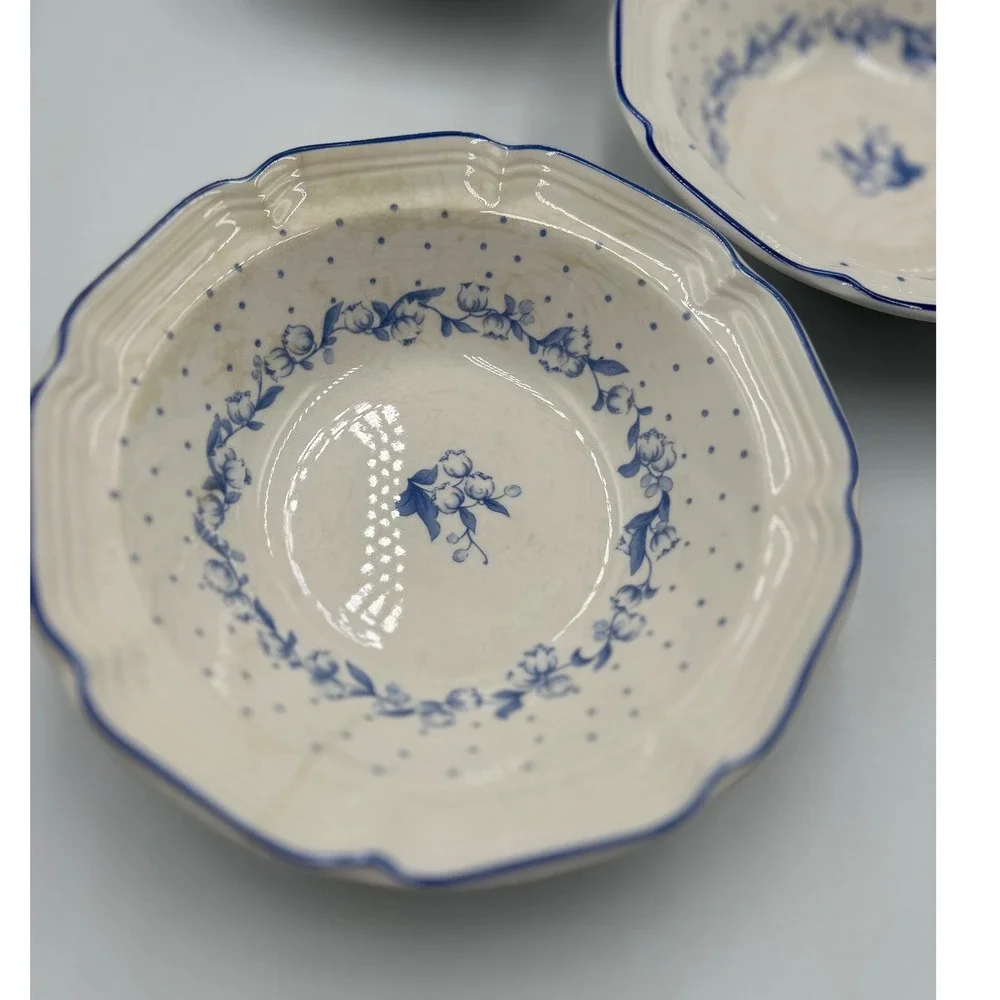 Stanhome Exclusive Rebecca Blue Floral Stoneware 14pc Plate Bowl Mug Set Korea
